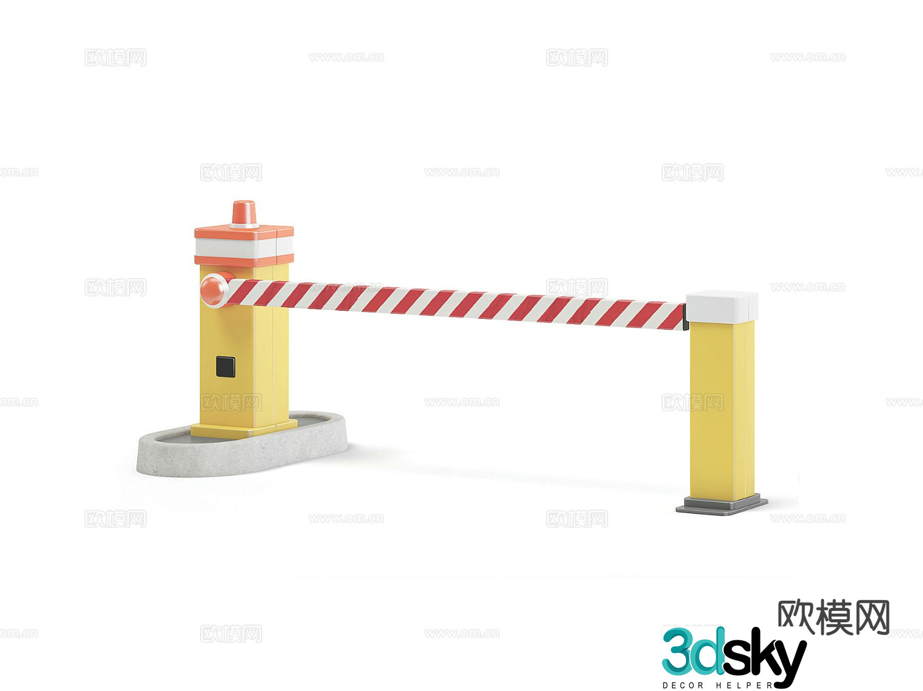 Gate railings, community access control, lifting rods, gate machine 3D model