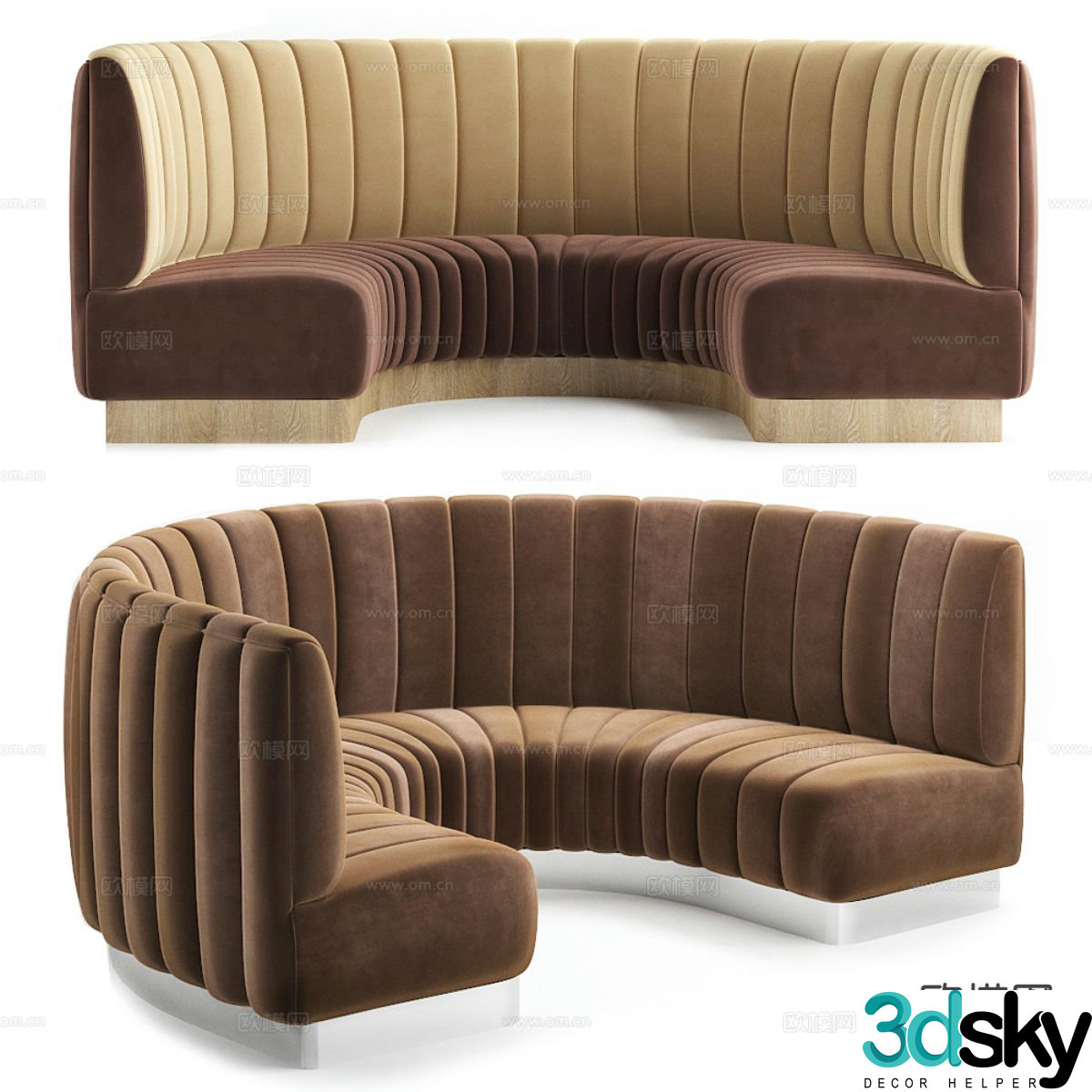 Card seat sofa curved sofa 3d model