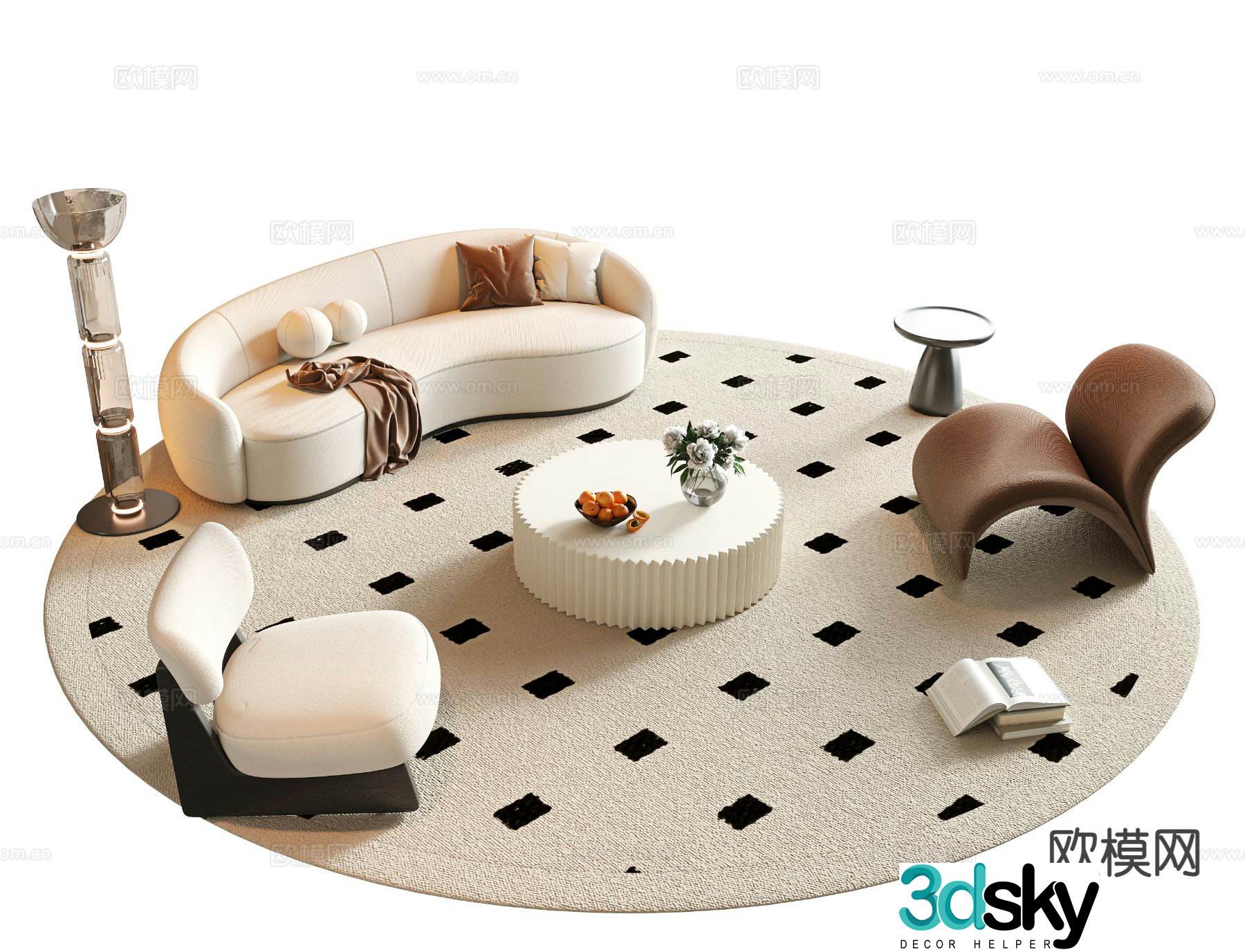 Cream style modular sofa 3d model
