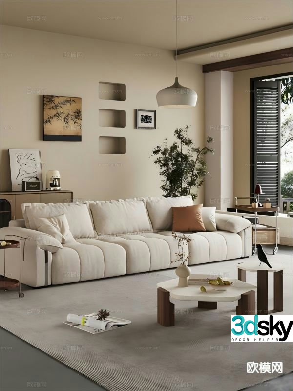 Medieval style three-person sofa 3D model