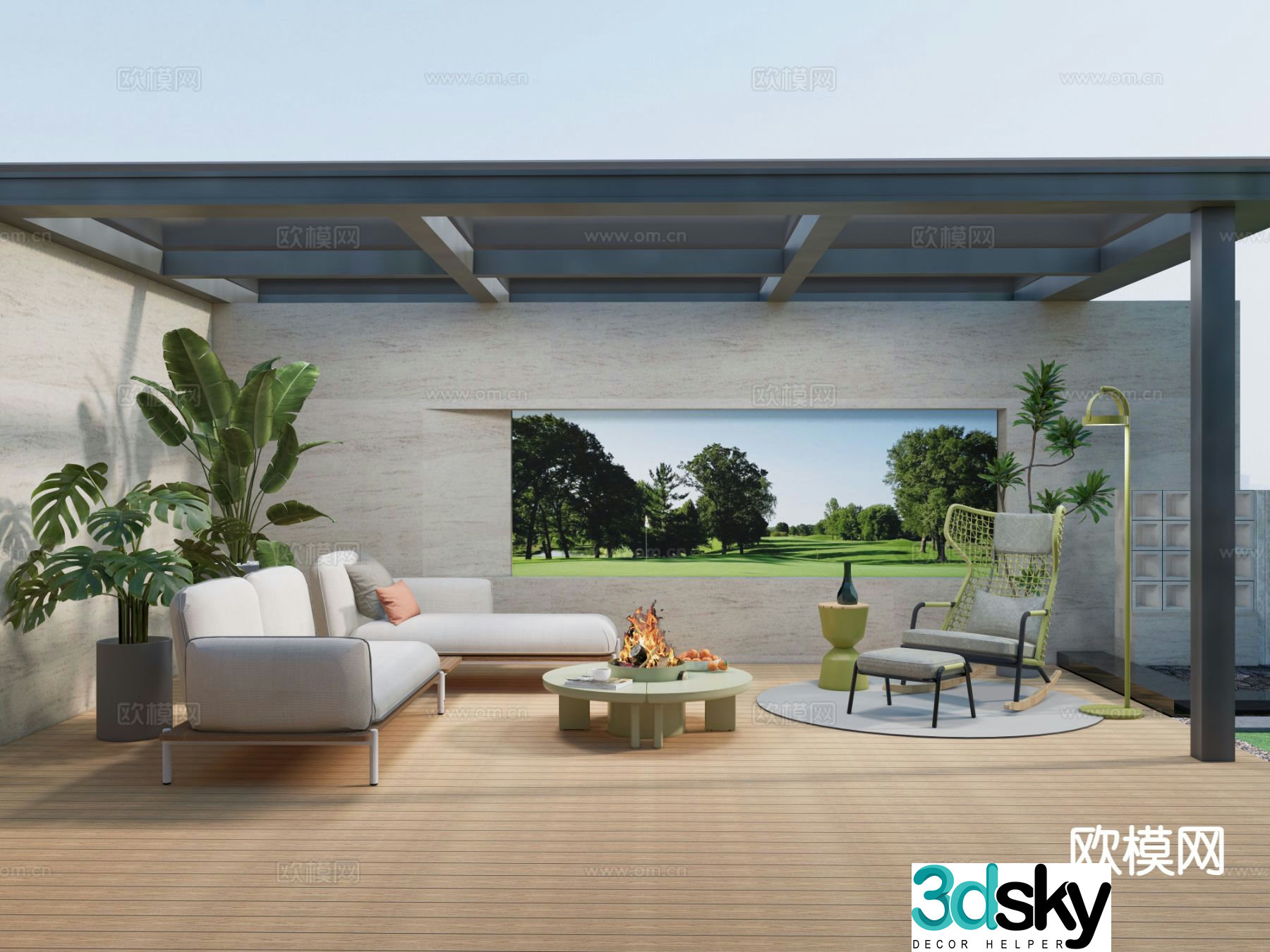 Modern courtyard landscape 3d model