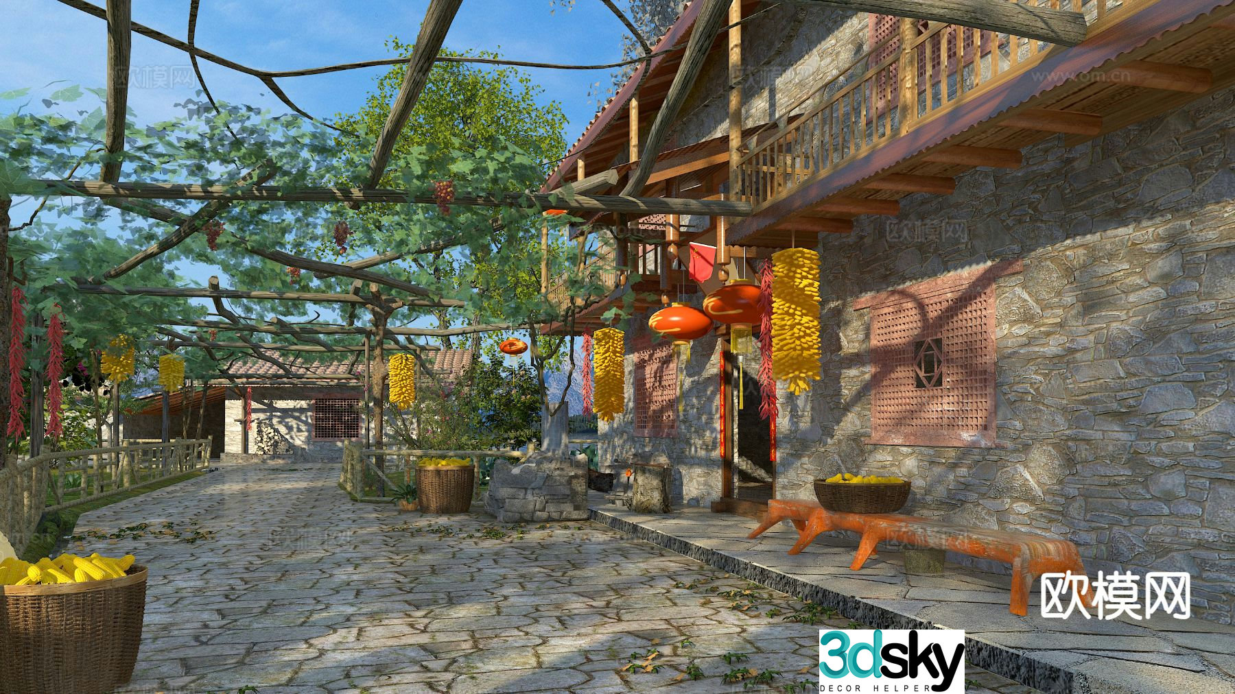 Farmhouse rural landscape 3D model