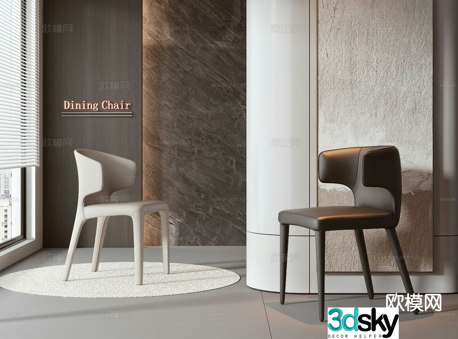 Italian single chair chair dining chair 3d model