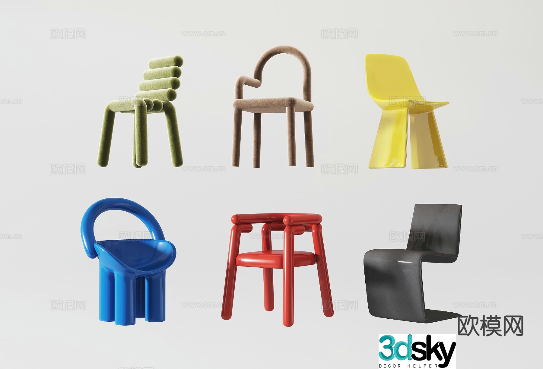 Dopamine single chair Memphis dining chair Bauhaus chair 3d model