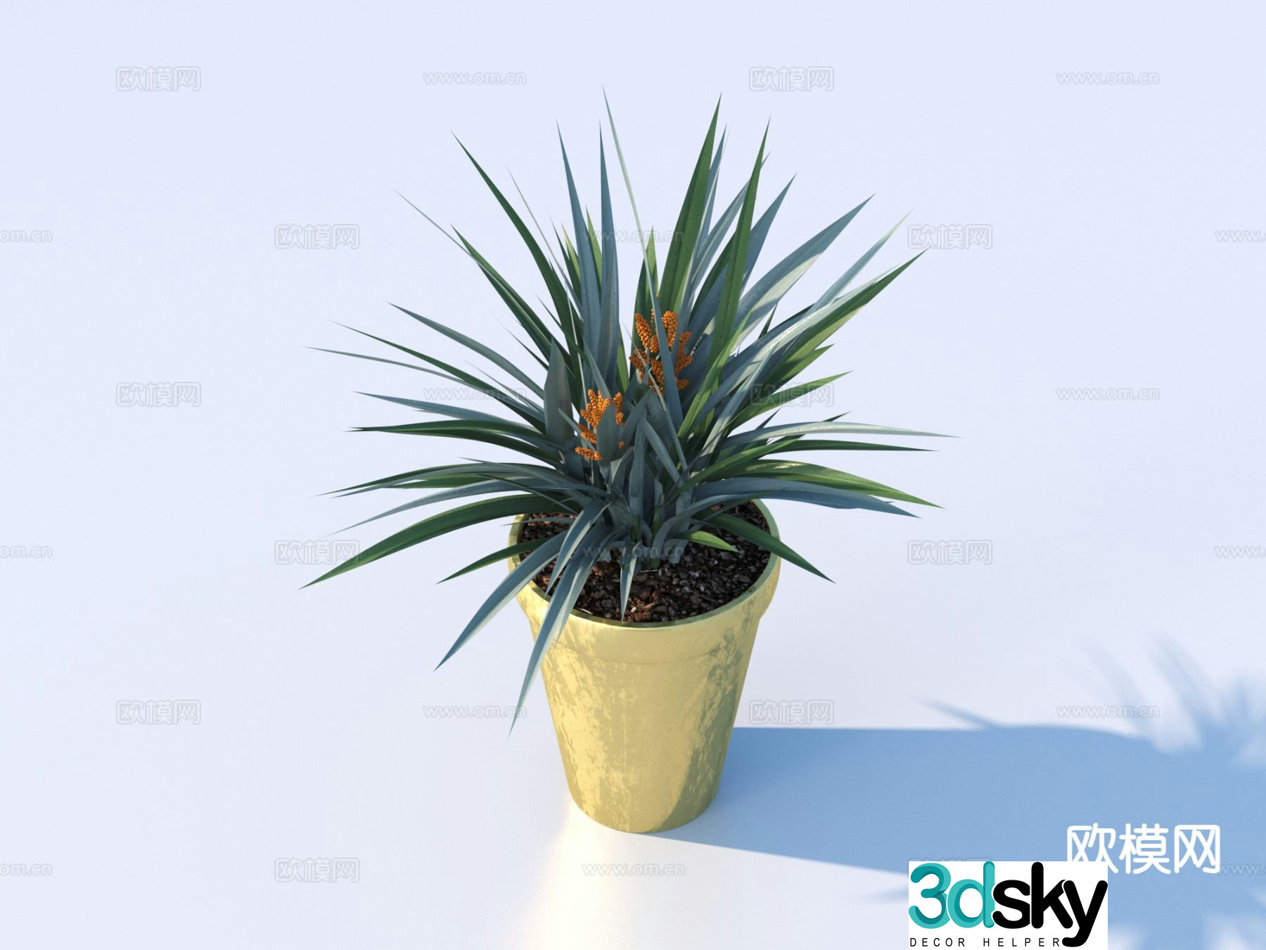 Flower pot pot green plants plant 3d model