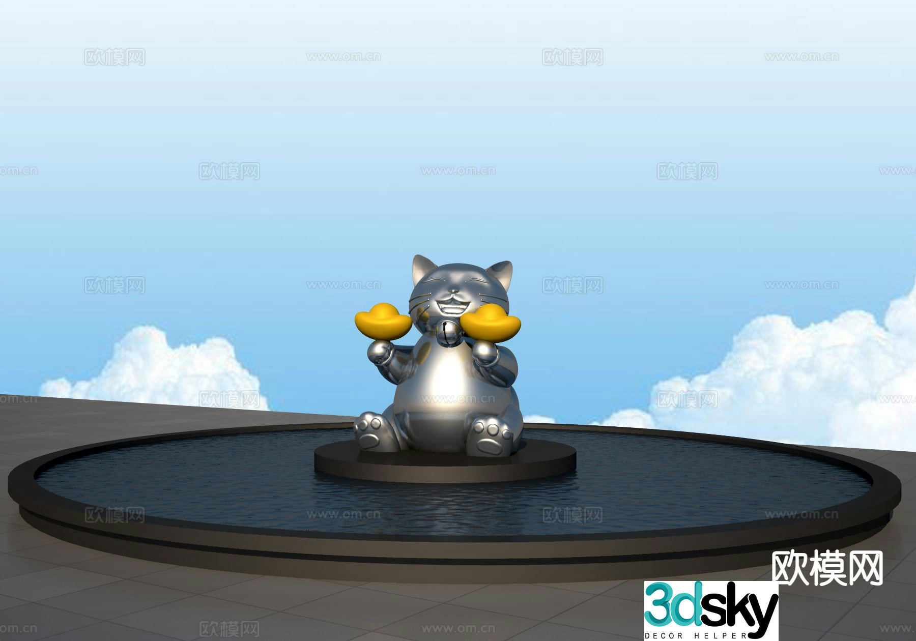 Yuanbao cat sculpture landscape sculpture 3d model