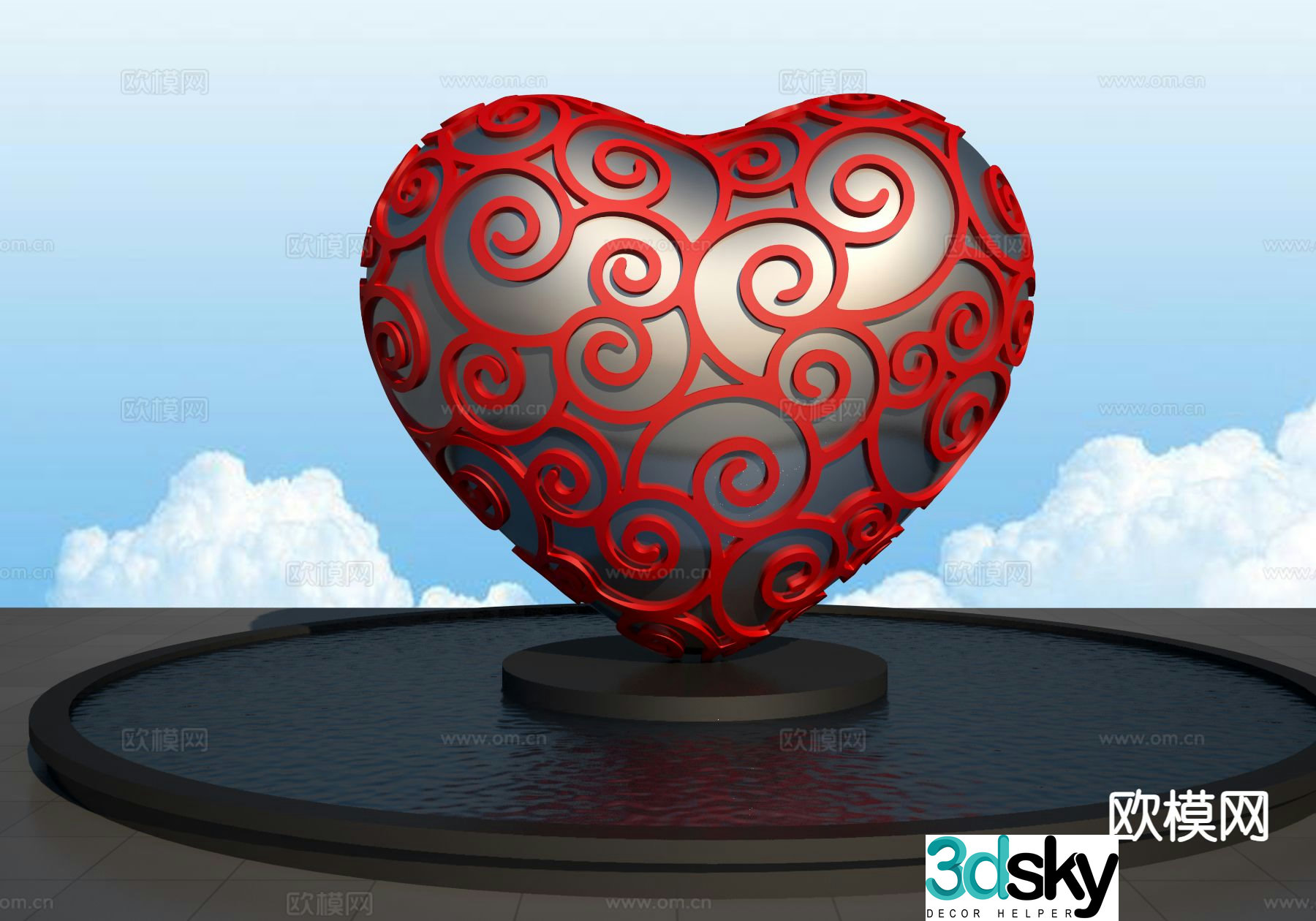 Simple cloud pattern sculpture love sculpture 3d model