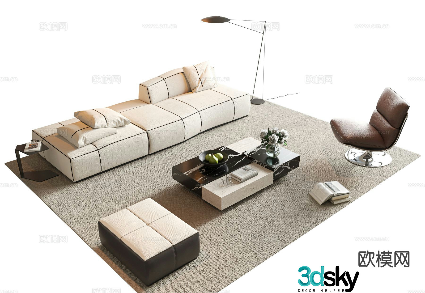 Modern sectional sofa 3d model