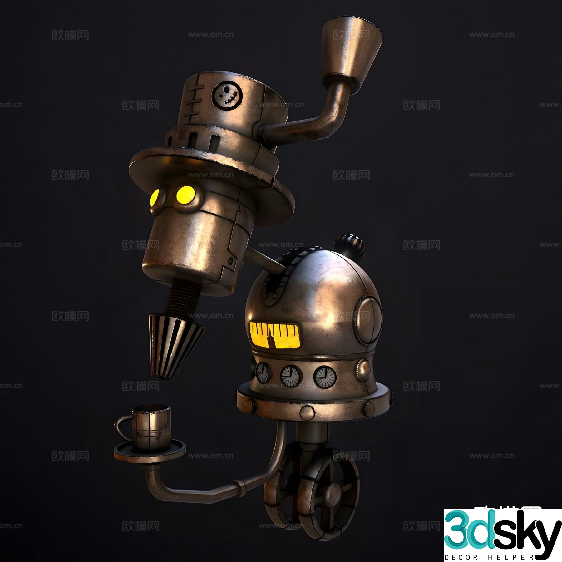 Retro robot 3d model