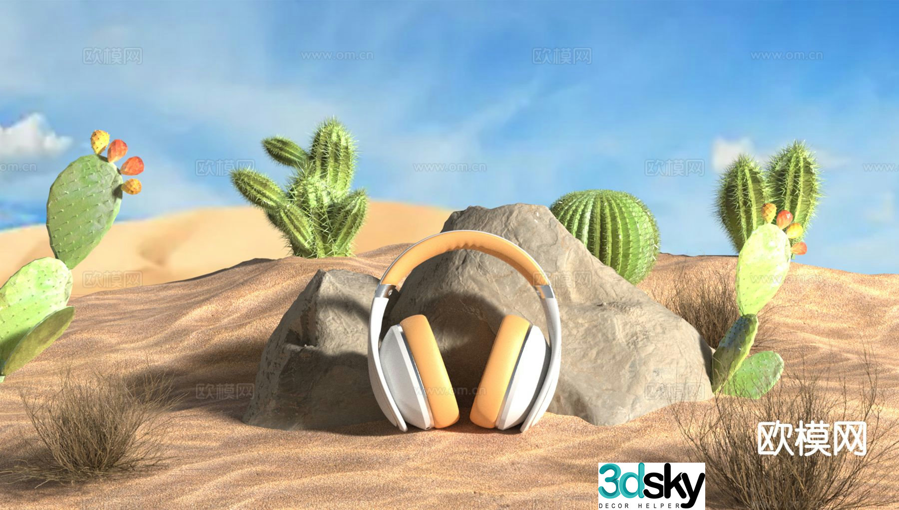 outdoor landscape desert scene headphones 3d model