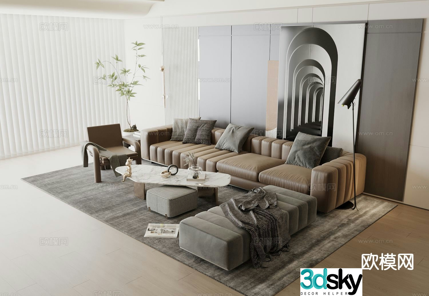 Modern sectional sofa 3d model