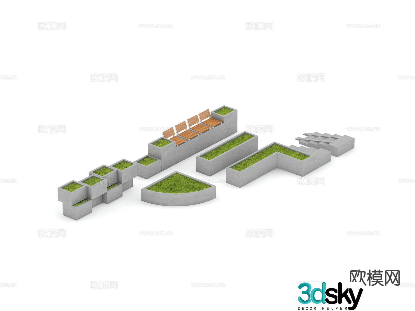 Landscape sketch flower garden courtyard flower bed 3D model