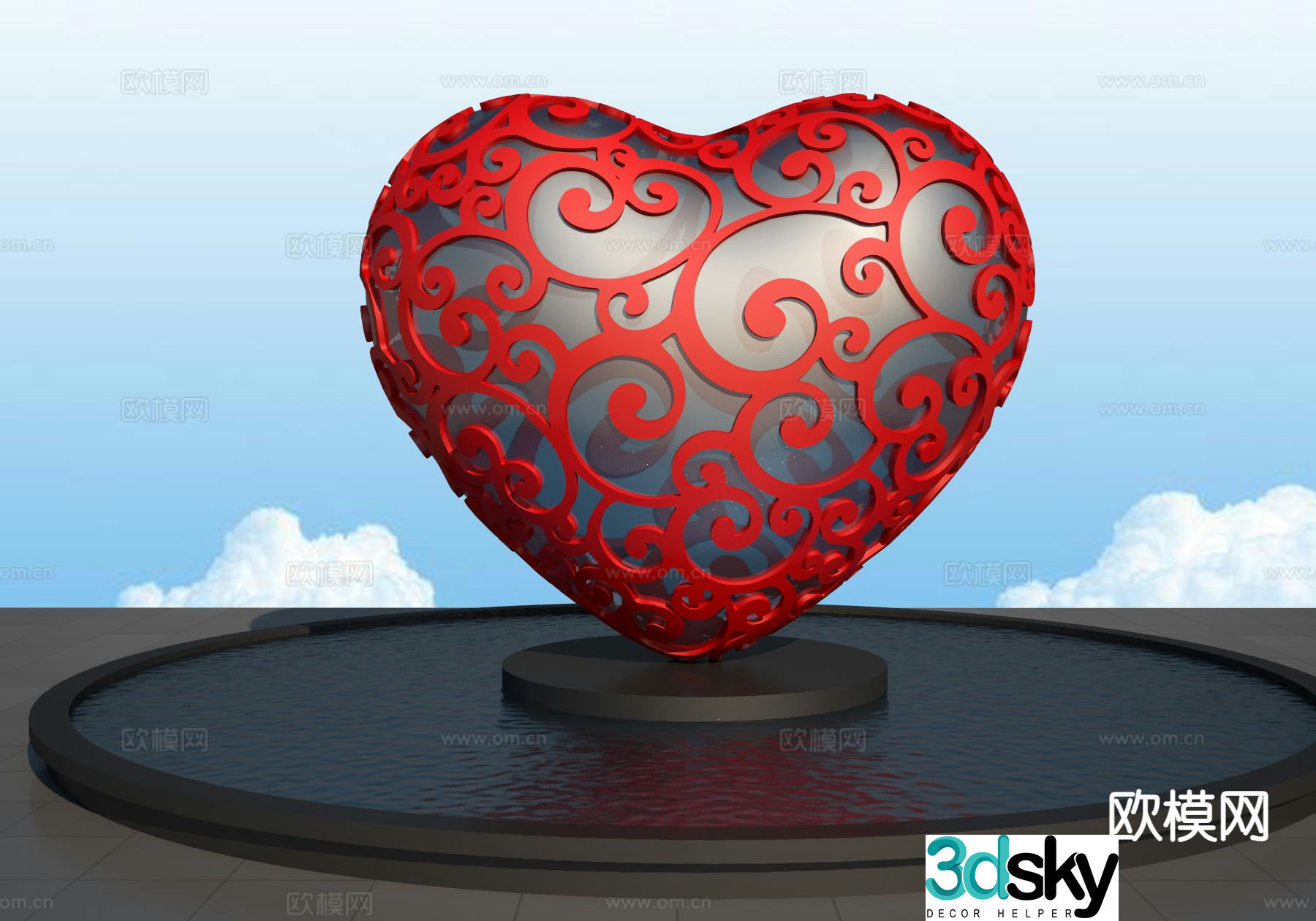 Modern love sculpture landscape sculpture 3d model