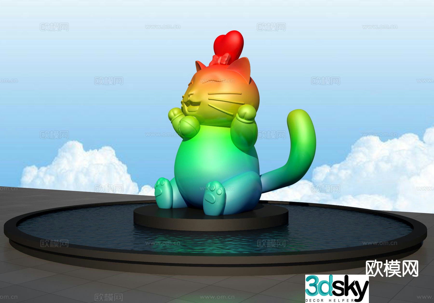 Simple coke cat sculpture sculpture landscape 3d model
