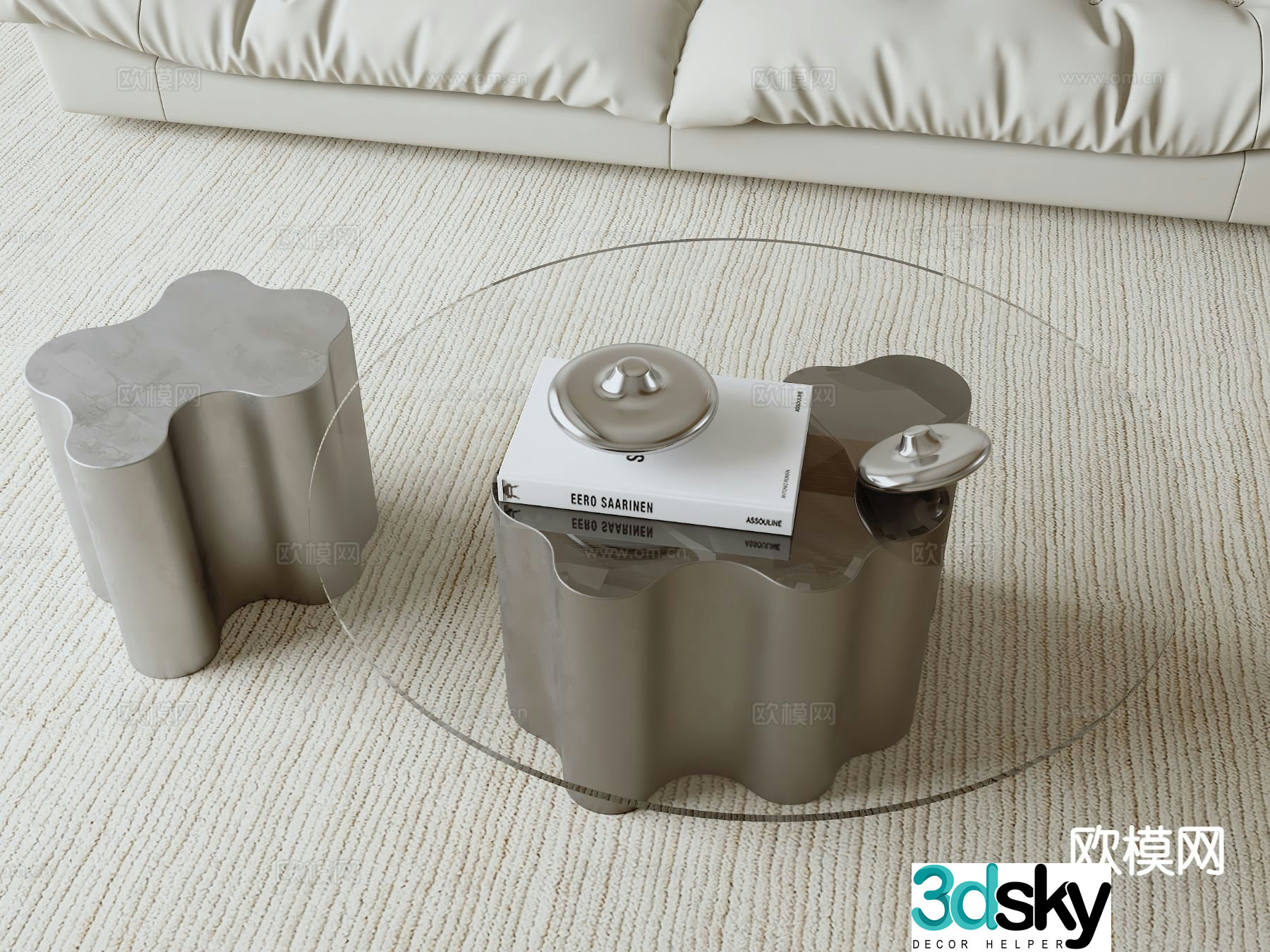 Modern double coffee table 3d model