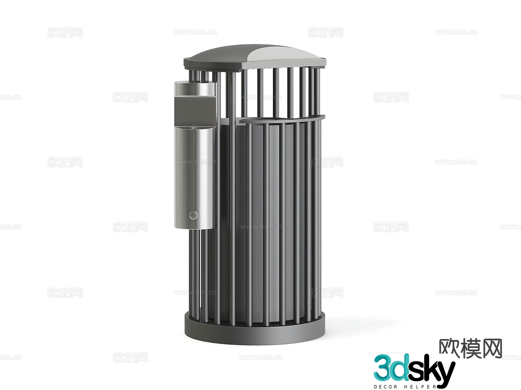 Trash can, trash can, public trash can 3d model