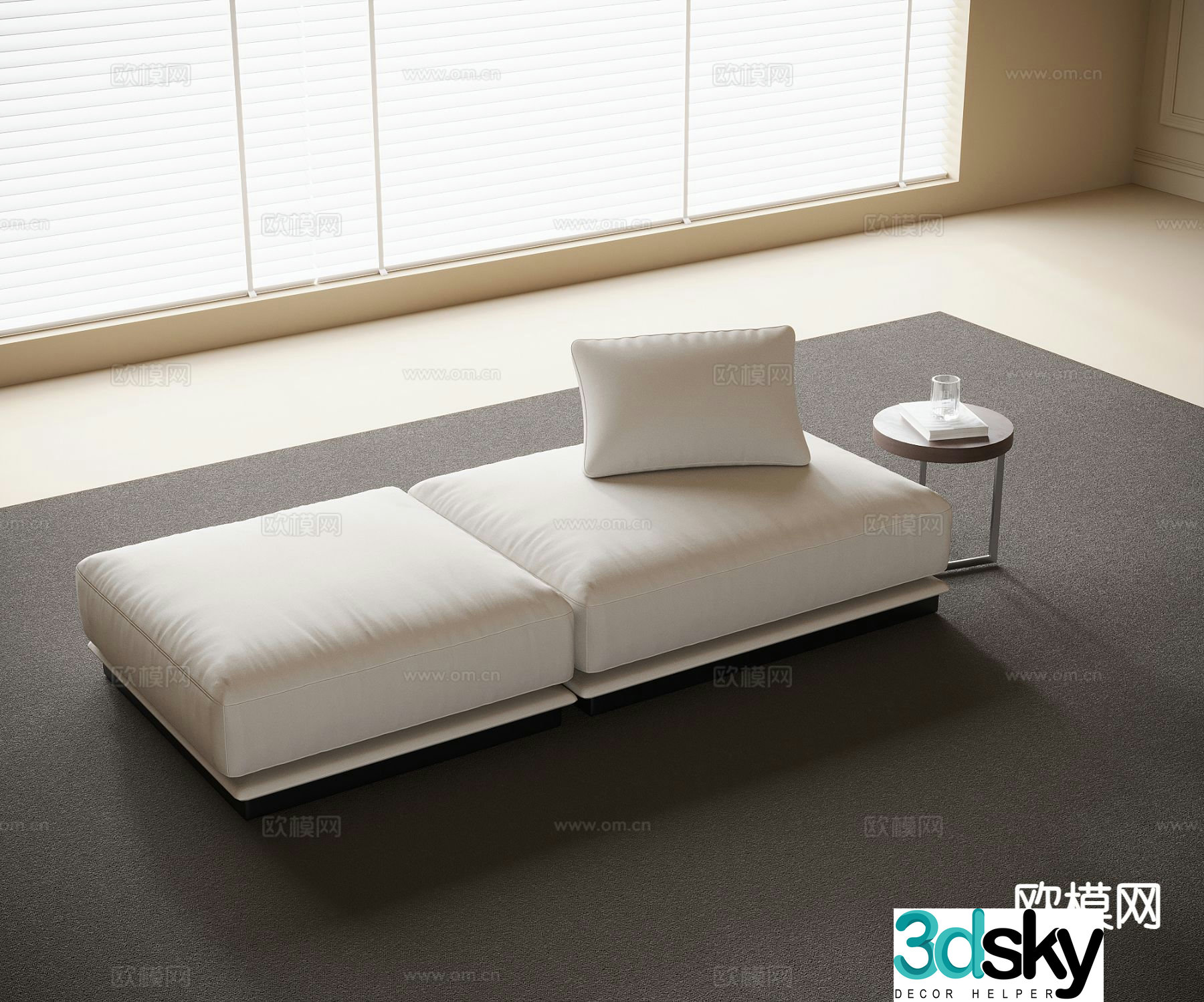 Modern chaise longue bed end stool sofa stool 3d model