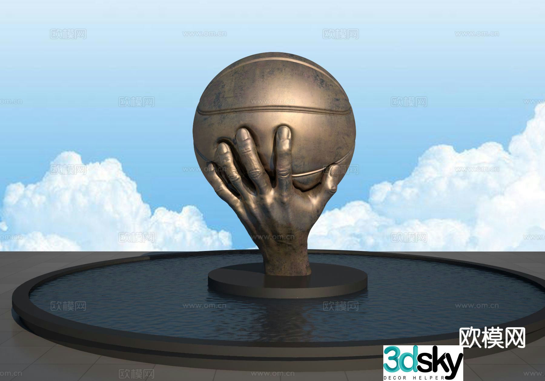 Basketball sculpture landscape sculpture 3d model