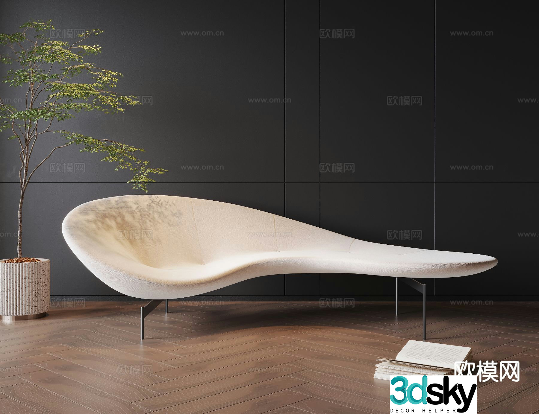 Modern special-shaped sofa chaise longue 3d model