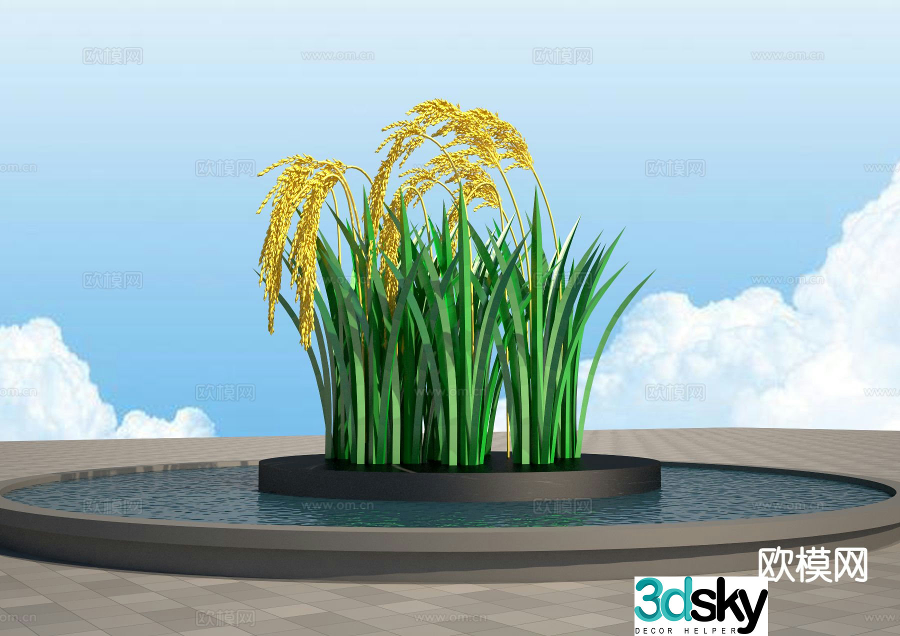 Simple rice ear sculpture 3D model