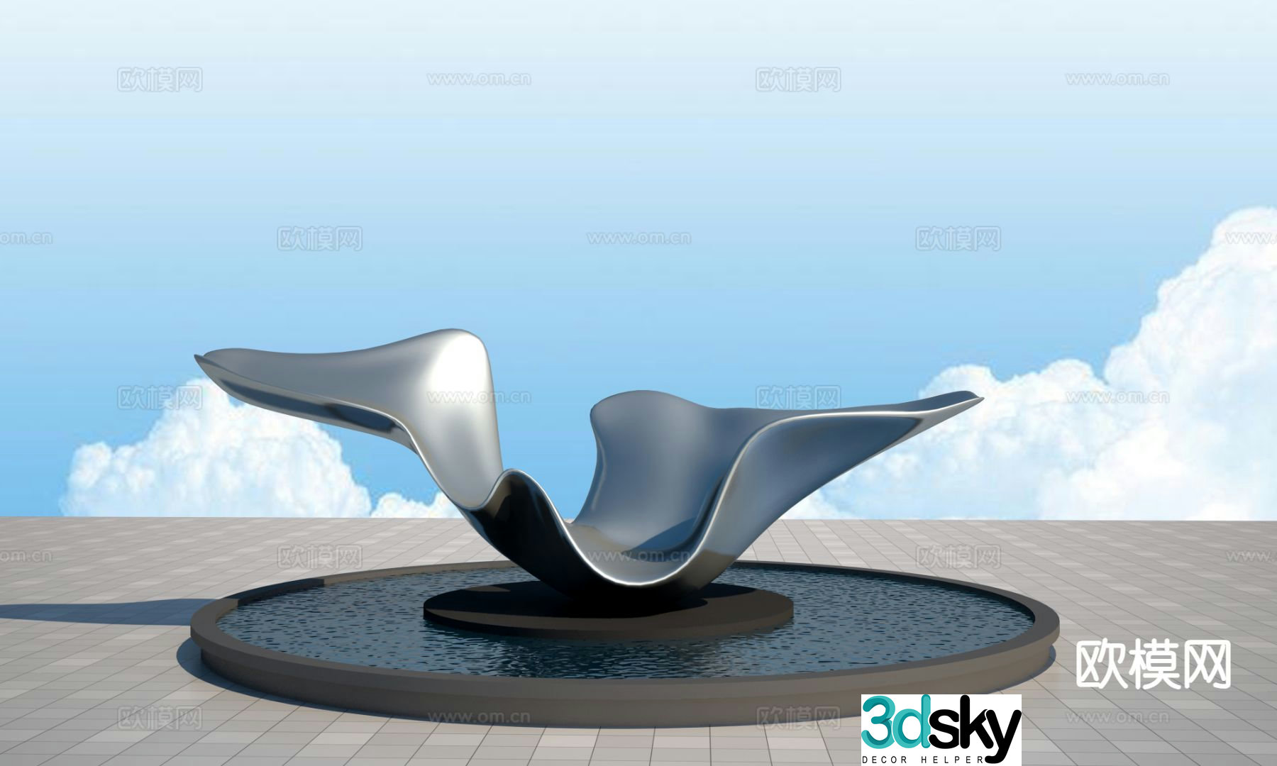 Abstract streamer sculpture landscape sculpture 3d model