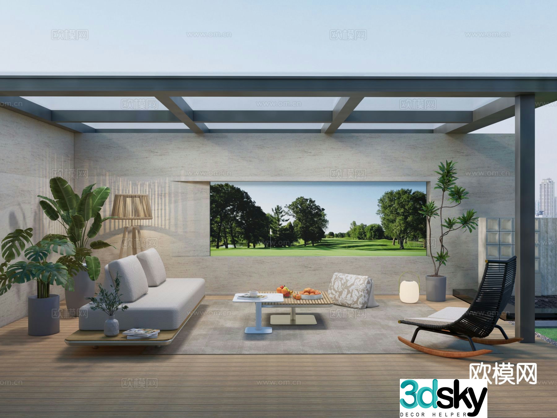 Modern courtyard garden courtyard landscape 3d model