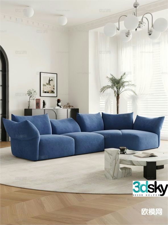 Modern curved sofa special-shaped sofa 3d model