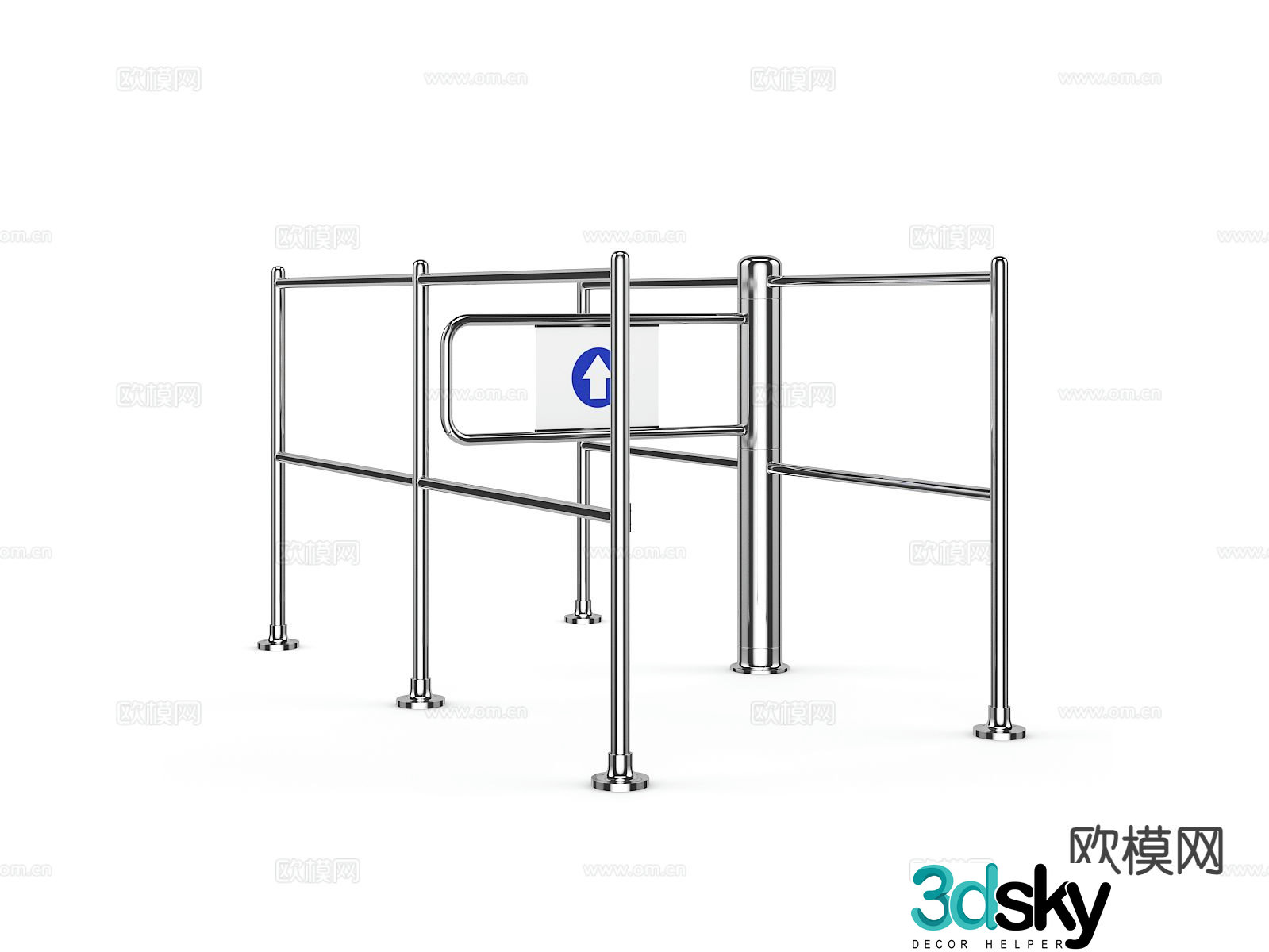 Supermarket stainless steel passage guardrail isolation railing 3d model
