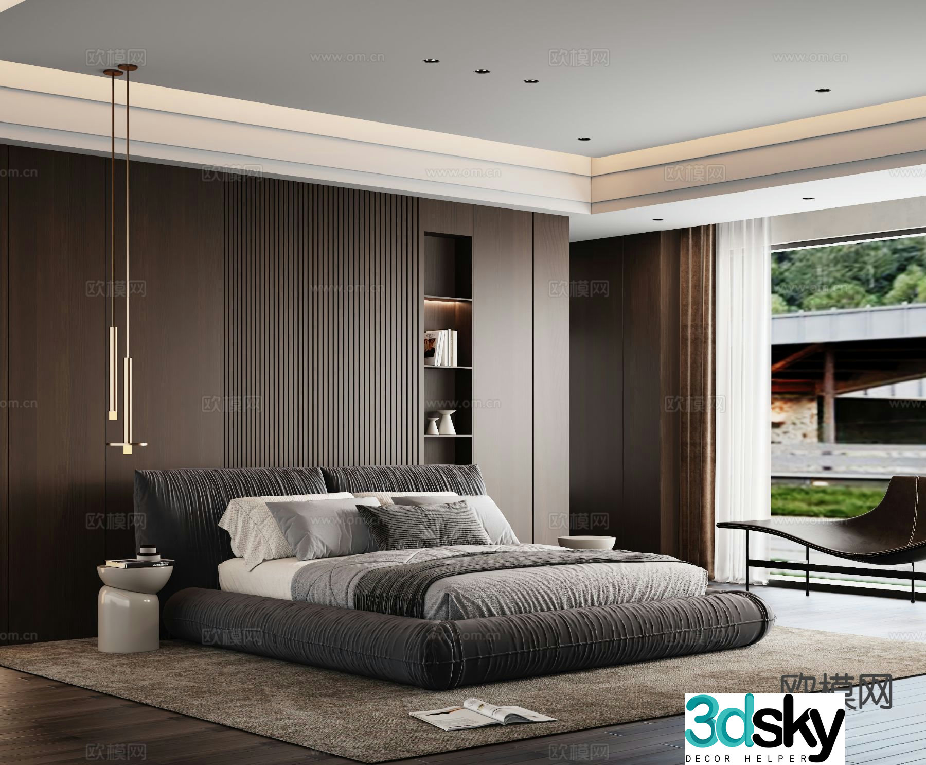Modern double bed 3d model