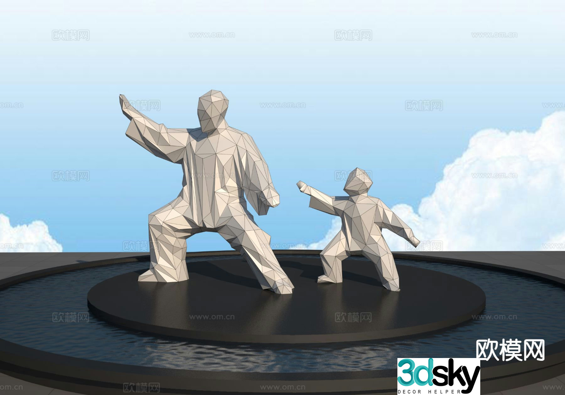 Tai Chi landscape sculpture 3D model