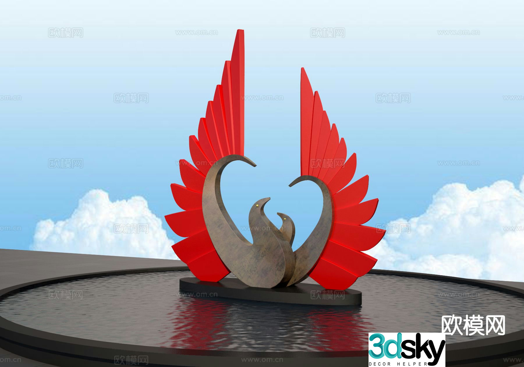Phoenix sculpture urban sculpture 3d model