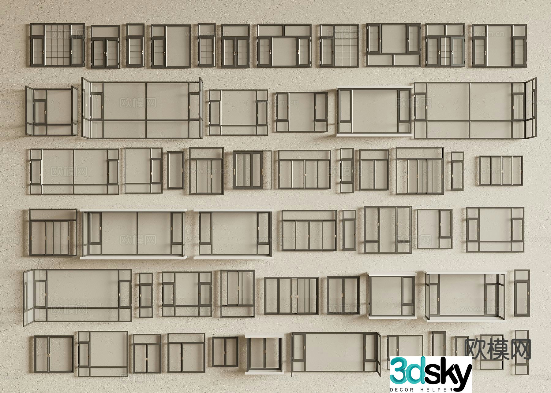 Modern windows casement windows floor-to-ceiling windows balcony windows bay windows sliding windows 3D model