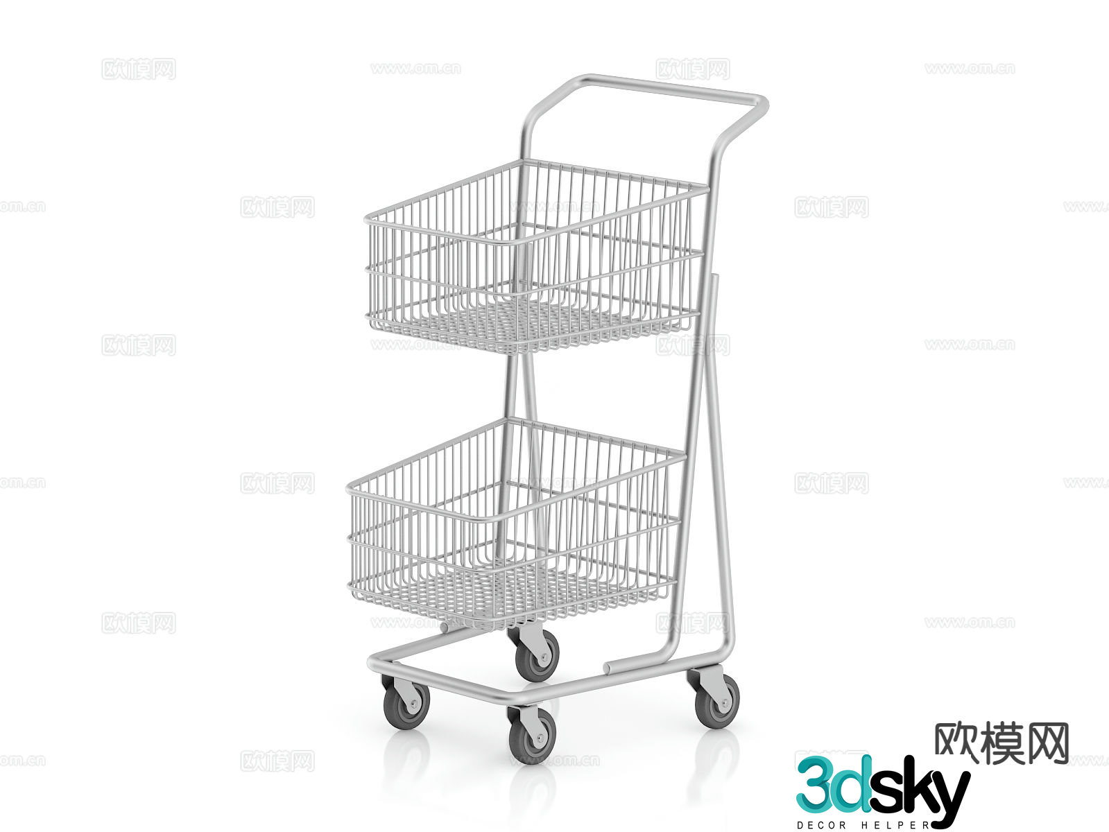 Supermarket shopping cart 3d model