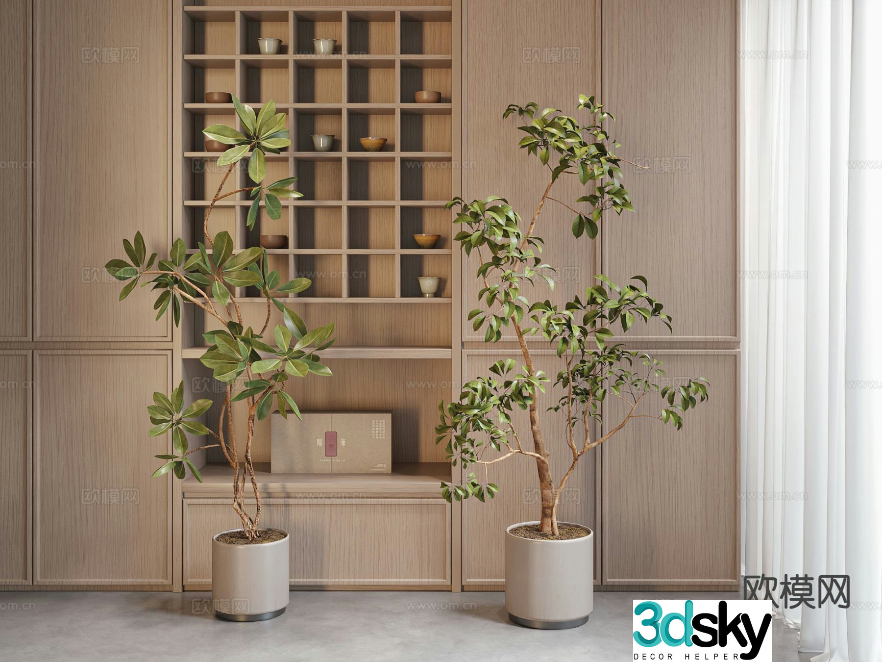 Modern green plant potted 3d model