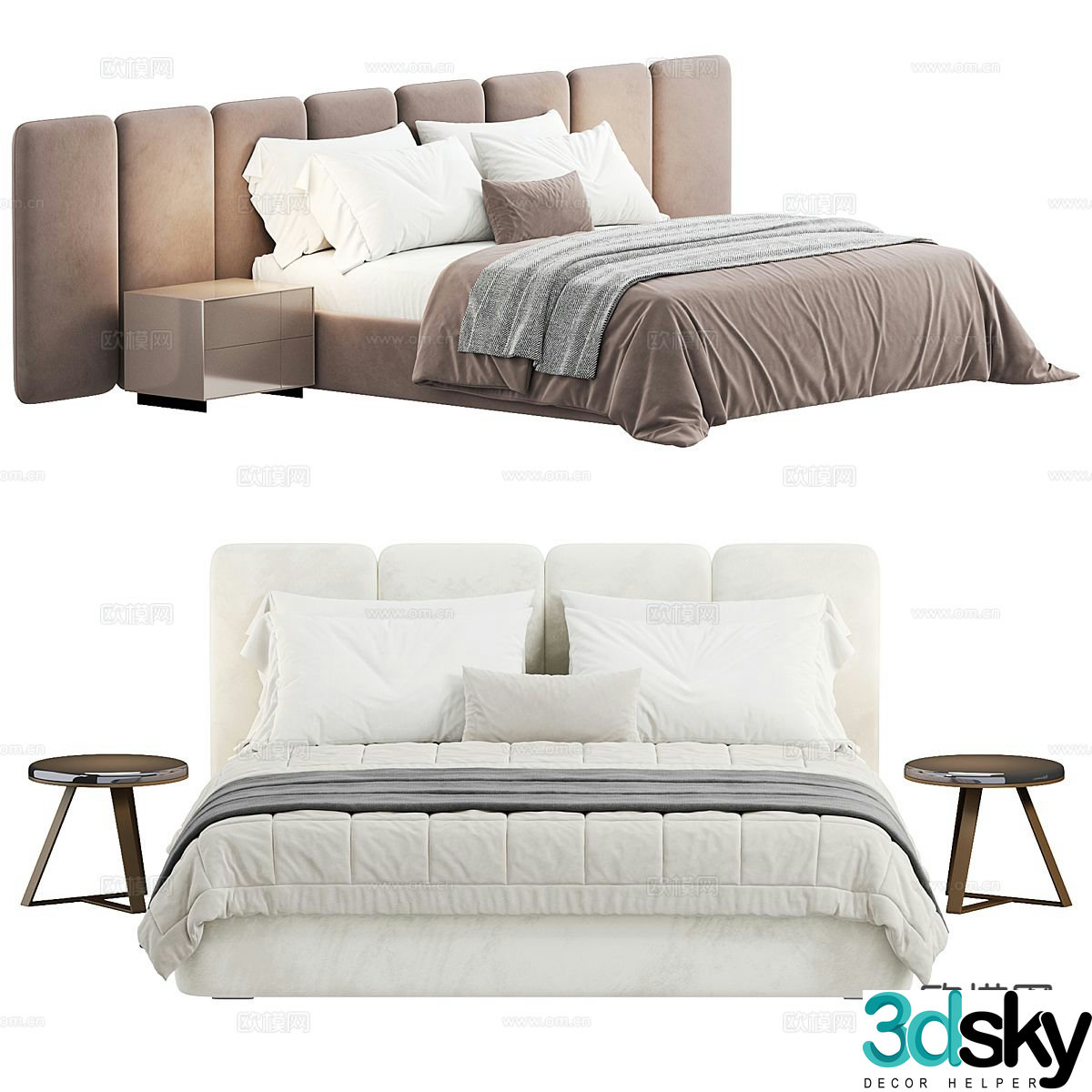 Modern double bed 3d model