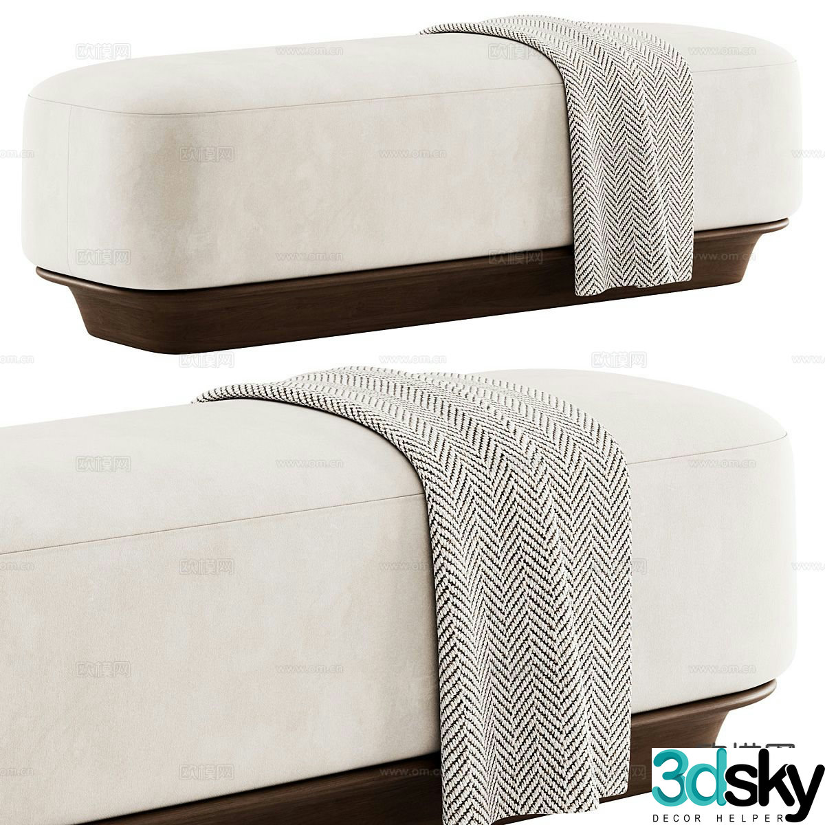 Modern footrest bedside stool sofa stool 3d model