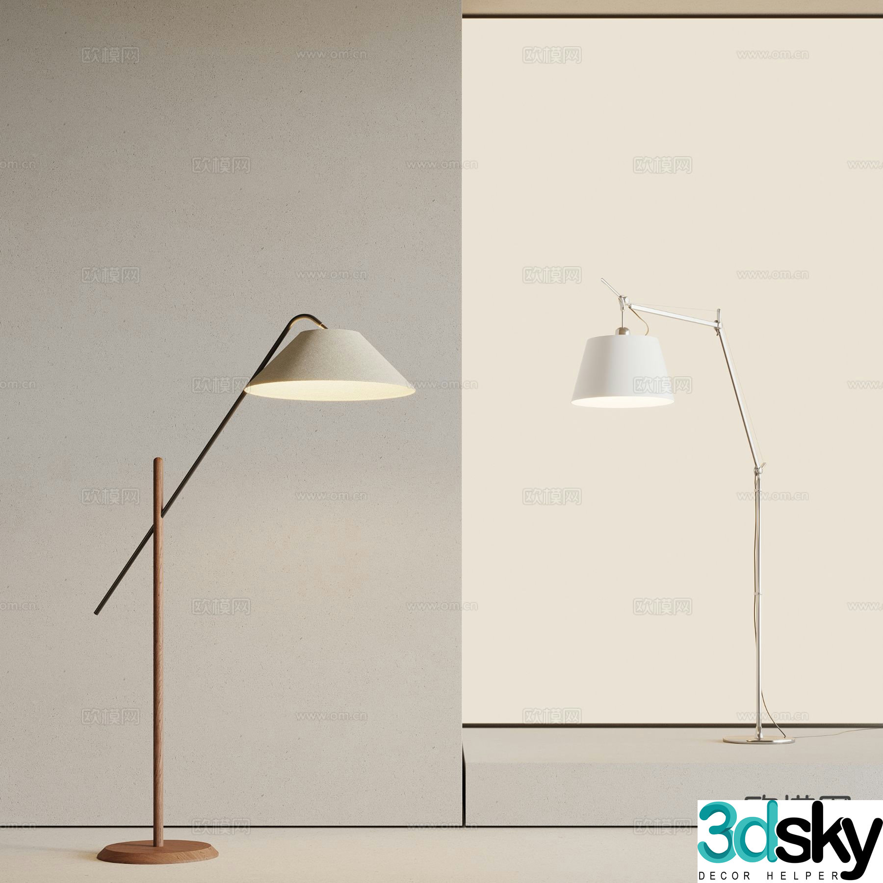 Middle-aged floor lamp 3d model
