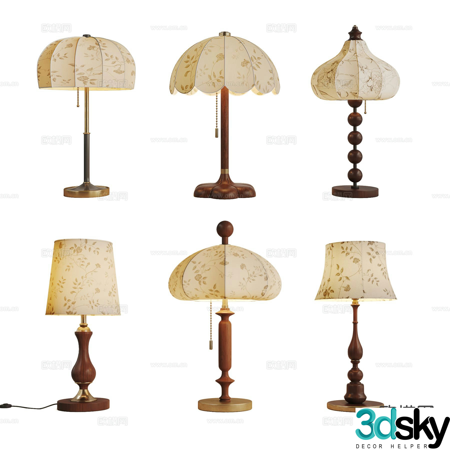 French table lamp 3d model