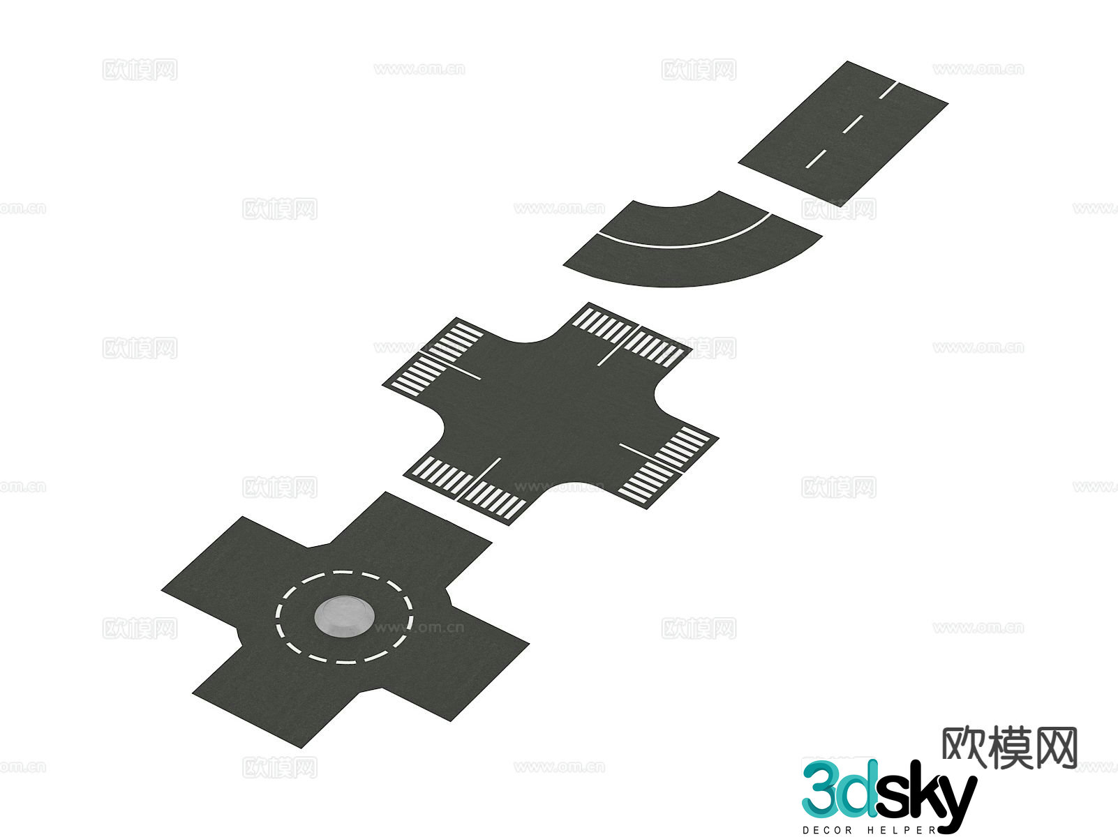 Pavement road road highway intersection 3d model
