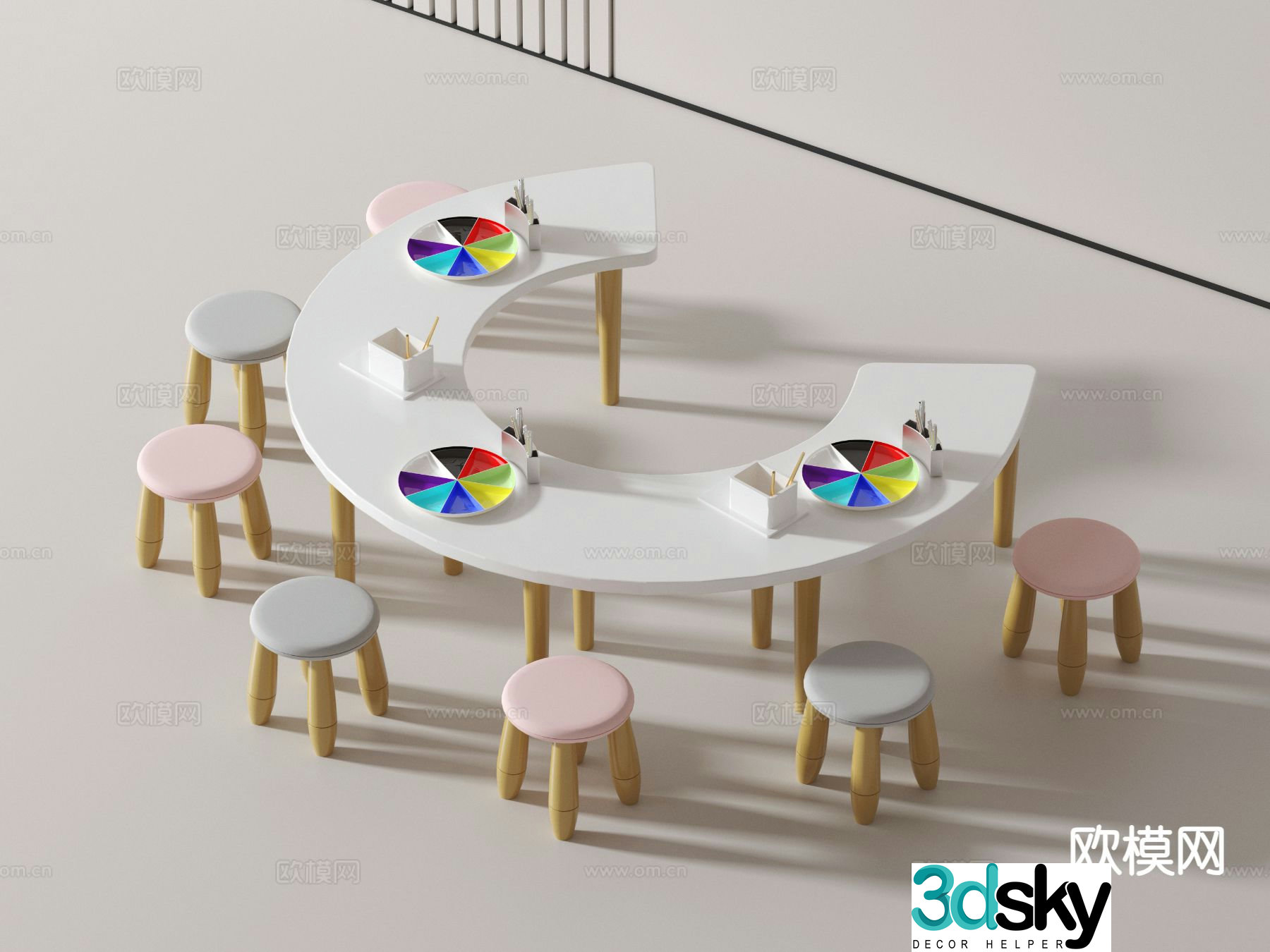 Modern children’s table and chair 3d model
