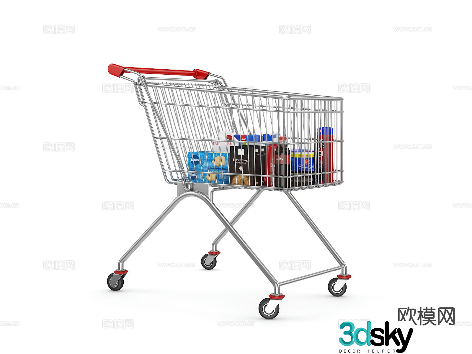 Supermarket shopping cart trolley 3d model