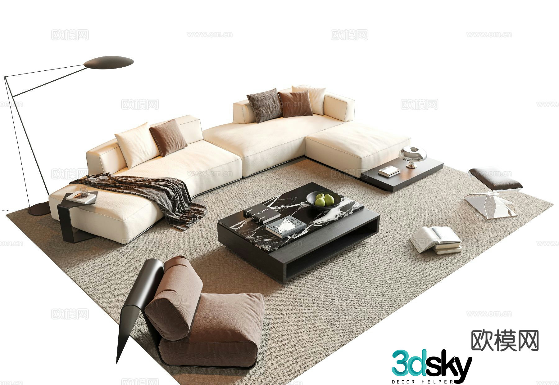 Modern sectional sofa 3d model