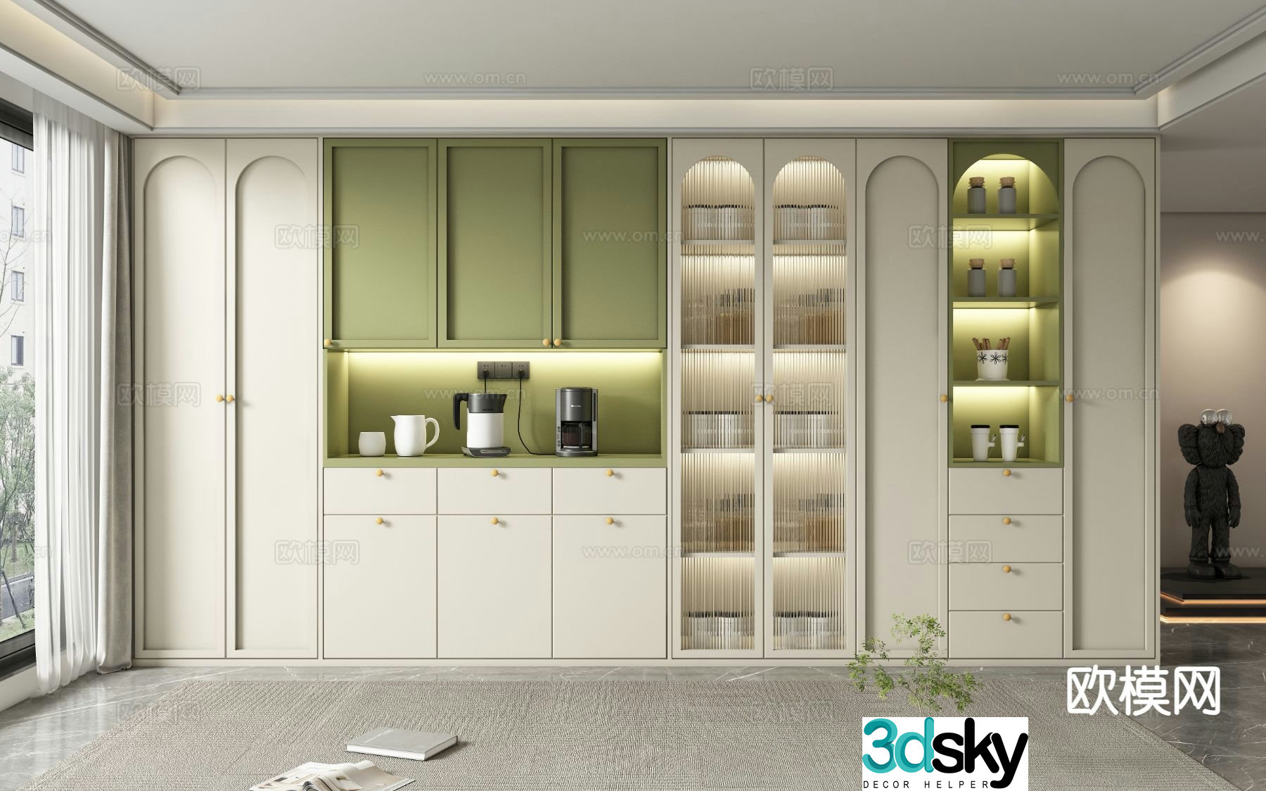French wine cabinet sideboard 3d model