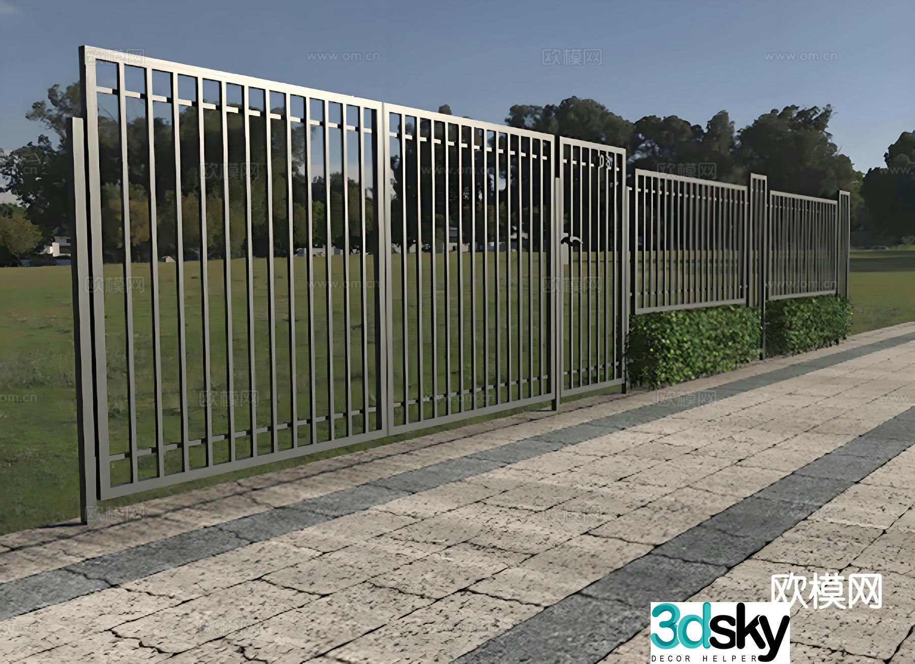 Simple courtyard wall courtyard fence 3d model