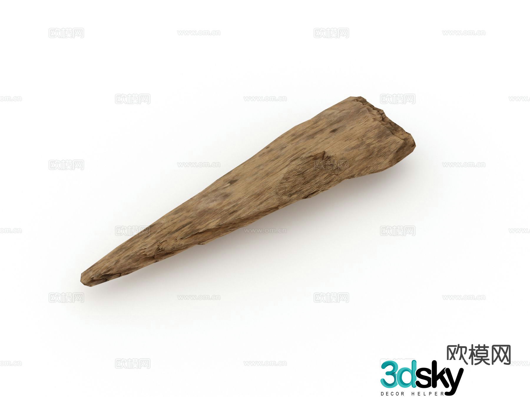 wood stick wooden wedge 3d model
