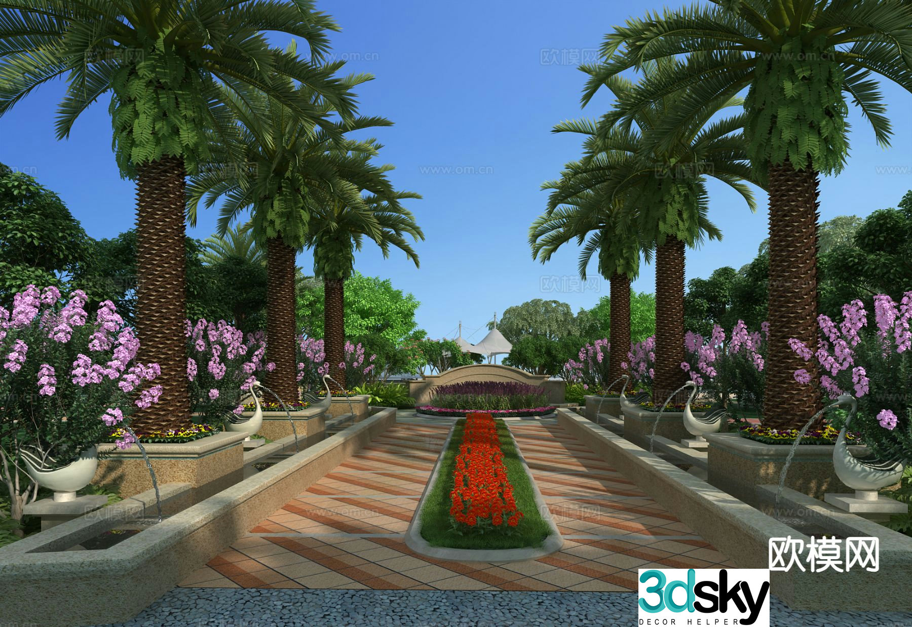 Modern garden landscape courtyard community landscape 3d model