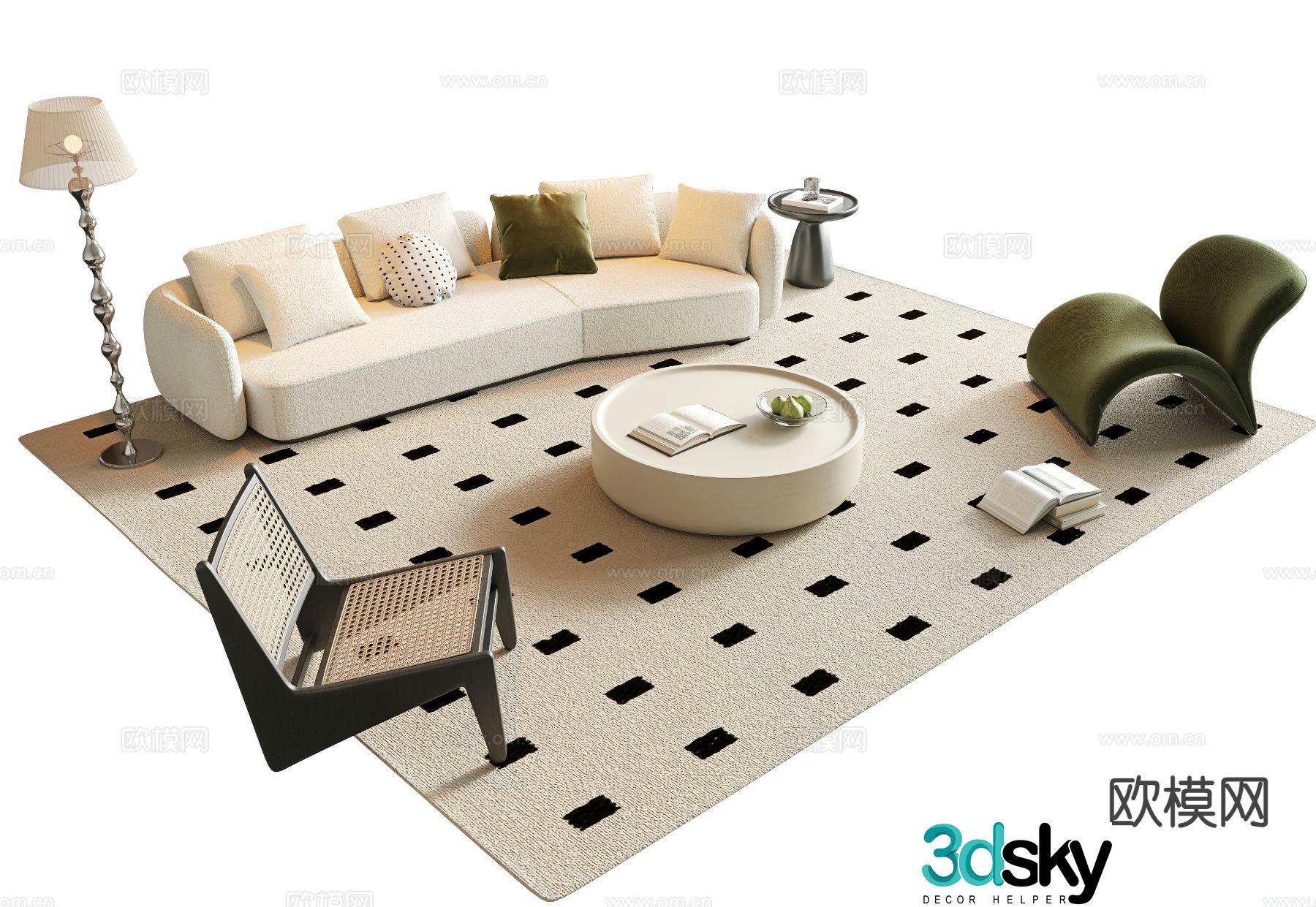 Cream style sofa modular sofa 3d model