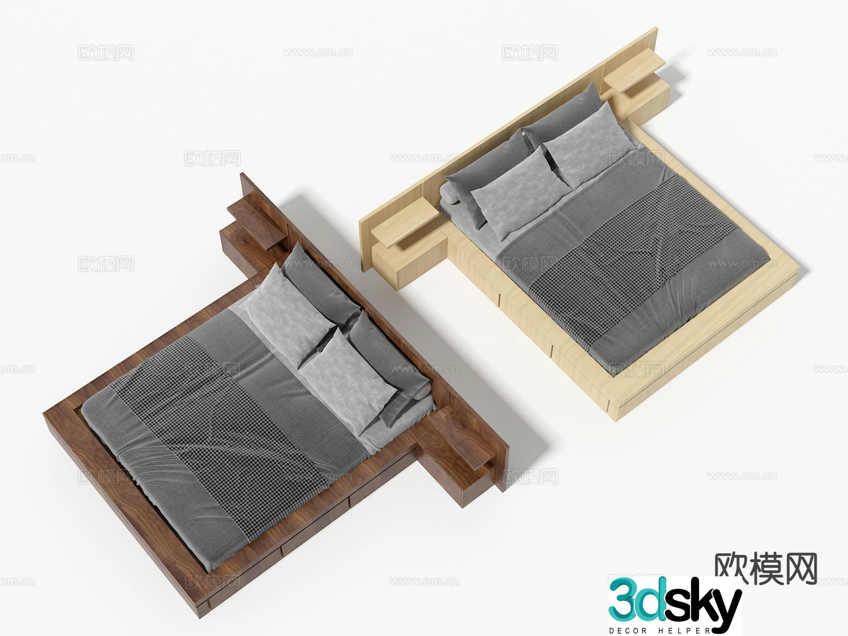 Tatami bed double bed 3d model