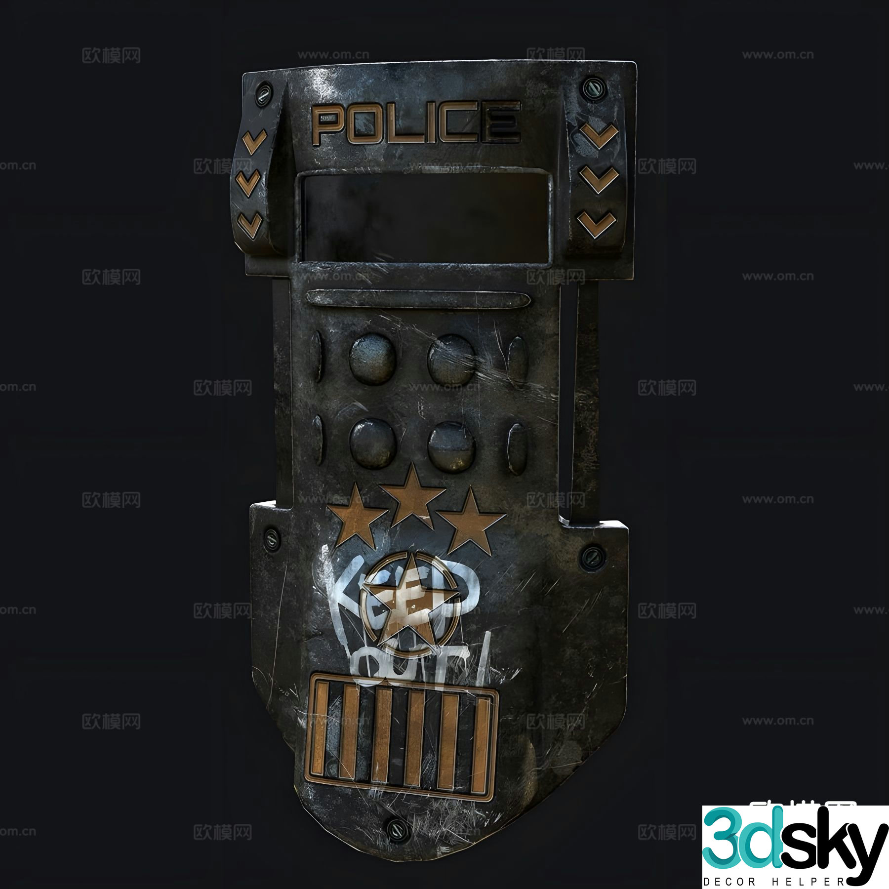 American police shield shield 3d model