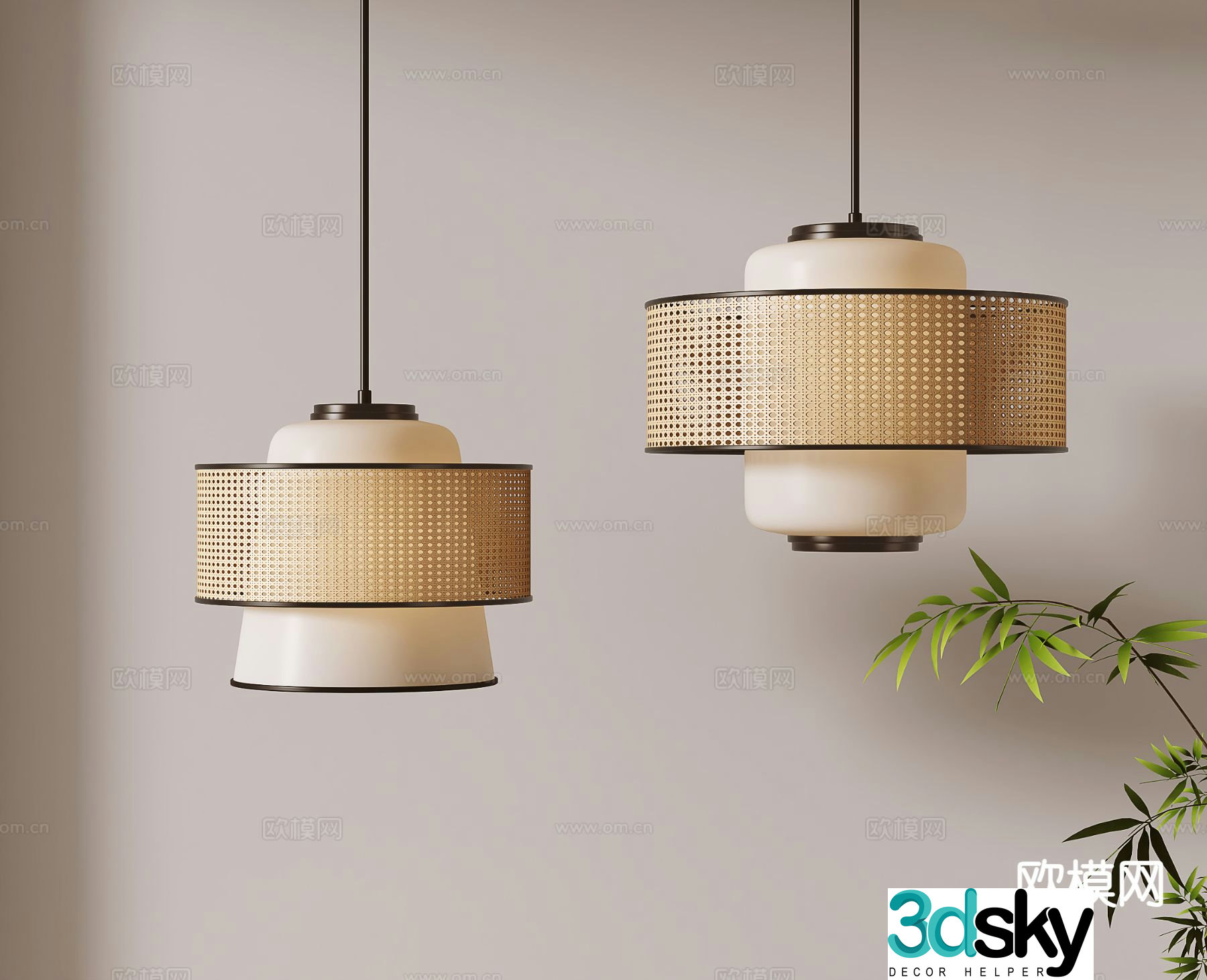 Wabi-sabi style chandelier 3d model
